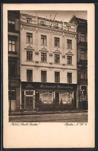 AK Berlin, Hotel Stadt Berlin mit Restaurant Kannenberg, Dorotheenstrasse 70