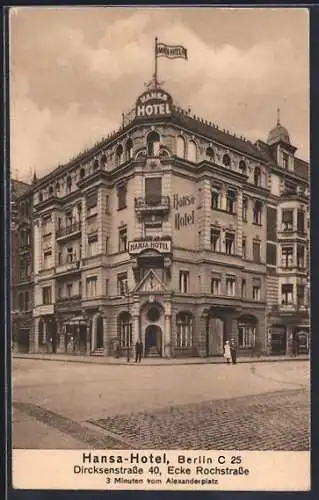 AK Berlin, Hansa-Hotel, Dircksenstrasse 40, Inh. Johannes Wiedemann