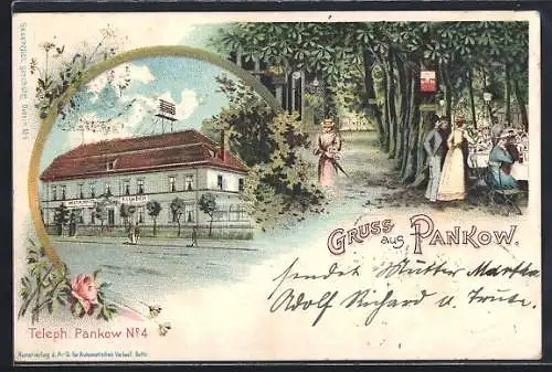 Lithographie Berlin-Pankow, Restaurant R. Linder, Garten