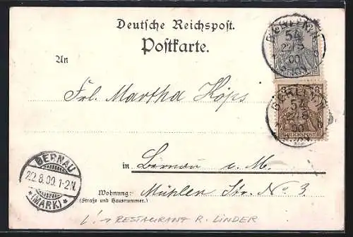 Lithographie Berlin-Pankow, Restaurant R. Linder, Garten