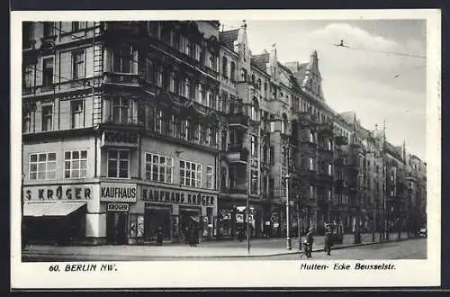 AK Berlin-Moabit, Hutten- Ecke Beusselstrasse mit Kaufhaus Krüger