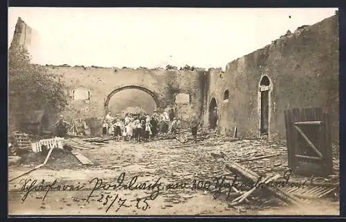 Foto-AK Colditz, Podelwitz, Ritterguts-Schäferei nach dem Brand 25.7.1925