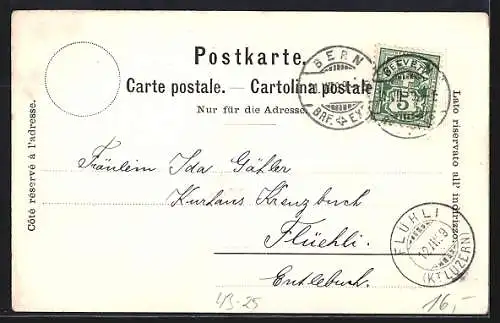 AK Bern, Eidgen. Sängerfest 1899, die Helvetia mit Schwert