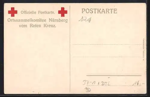 AK Nürnberg, Soldaten feiern Kriegsweihnachten 1916, Rotes Kreuz