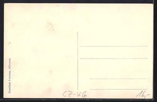 AK Jicineves, Gebäudeansicht, Uferpartie, Ortspartie