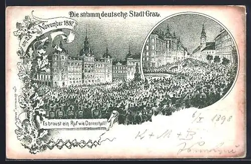 Lithographie Graz, Demonstrationen am 28. November 1897