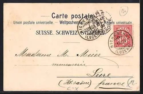 Lithographie Richenthal, Kneippkuranstalt und Kapelle