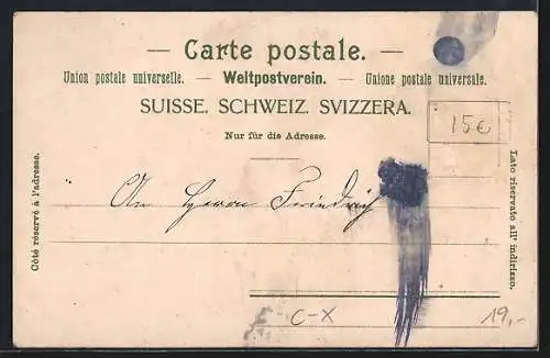 Lithographie Heiden, Hotel und Pension Krone, Kurhaus und Totalansicht