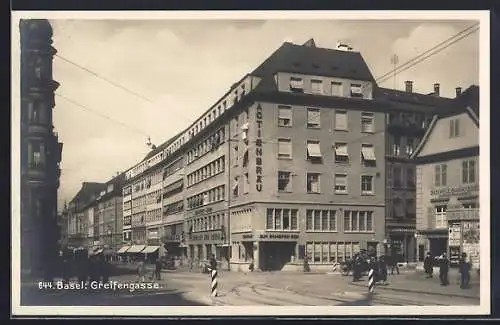 AK Basel, Gasthaus zum schiefen Eck in der Greifengasse