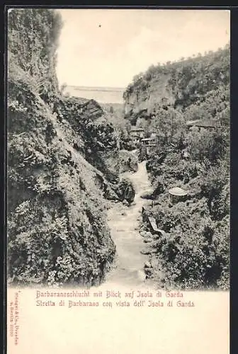 AK Salò, Barbaranoschlucht mit Blick auf Isola di Garda