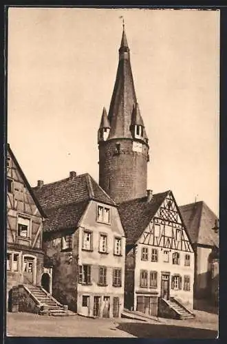 AK Ottweiler, Strassenpartie mit dem alten Turm