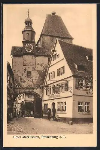 AK Rothenburg o. T., Strassenpartie am Hotel Markusturm von Fr. Reinwald