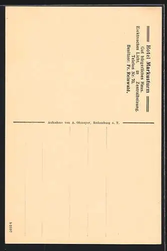 AK Rothenburg o. T., Strassenpartie am Hotel Markusturm von Fr. Reinwald