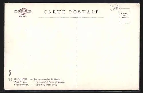 Künstler-AK Salonique, arc de triomphe de Galère
