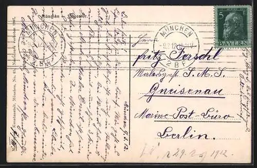 AK München, Strassenbahn unter dem Siegestor
