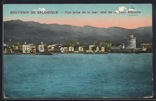 AK Salonique, Vue prise de la mer, côté de la Tour Blanche