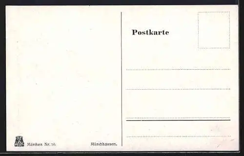 Künstler-AK P. Hey: Münchhausen, Baron zu Pferd passiert Kutsche