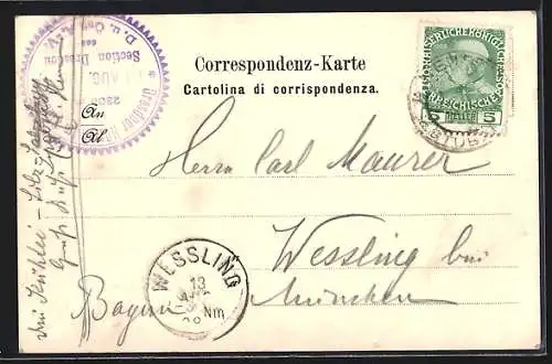 Lithographie Dresdner Hütte, Berghütte der Sektion Dresden d. D. u. Oe. A. V. im Stubai