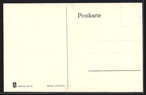 AK Märchen, Hänsel und Gretel, Karte Nr. 6, Hänsel wird gemästet