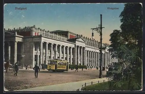 AK Stuttgart, Königsbau mit Strassenbahn