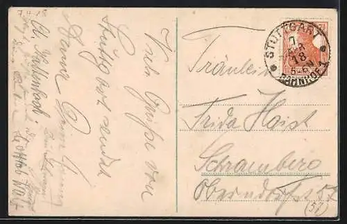 AK Stuttgart, Königsbau mit Strassenbahn