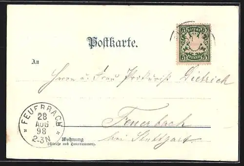 Lithographie Münchner Hofbräuhaus, Strassen- und Hofansicht, Wappen