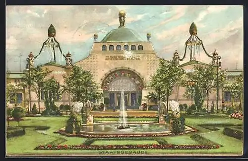 Künstler-AK Nürnberg, Bayerische Jubiläums-Landes-Ausstellung 1906, Staatsgebäude