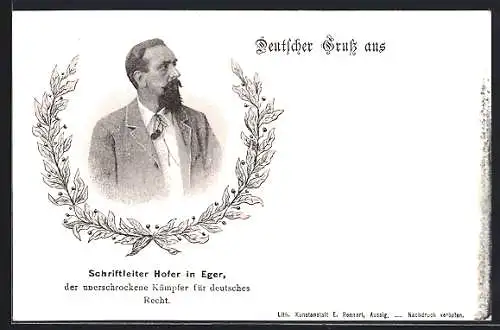 AK Eger, Schriftleiter Hofer im Porträt