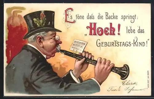 AK Ständchen auf der Klarinette für das Geburtstagskind