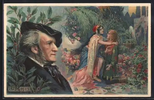 AK Richard Wagner Portrait, Parsifal Theaterstück