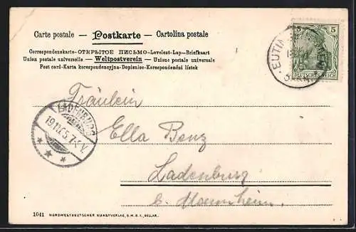 Künstler-AK S.Wencke: Worpswede, Heidetümpel, Tannenbäume