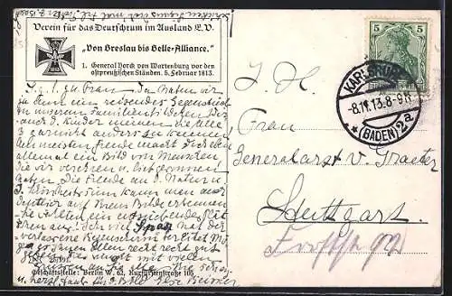 Künstler-AK Befreiungskriege, General Norck v. Wartenberg v. d. Ostpreuss. Ständen