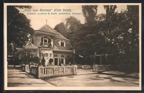 AK Stuttgart, Bauausstellung 1908, Haus zum Brunnen / Cafe Stark