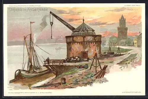 Künstler-AK P. Schmohl: Andernach, Partie am Strand