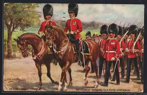 Künstler-AK Harry Payne: The Scots Guards, the Regiment marching to a State Ceremonial, schottische Garde