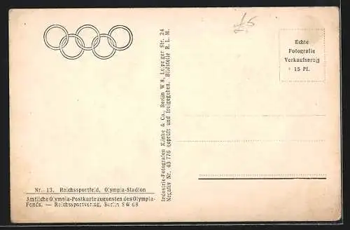 AK Berlin, Reichssportfeld, Olympiade 1936, Olympia- und Schwimm-Stadion