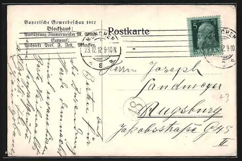 AK Bayerische Gewerbeschau-Ausstellung 1912, Blockhaus