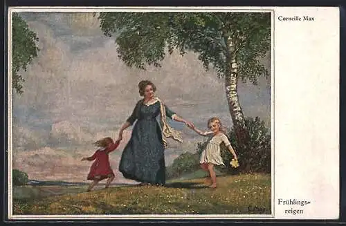 Künstler-AK Corneille Max: Mutter tanzt mit ihren Kindern einen Frühlingsreigen