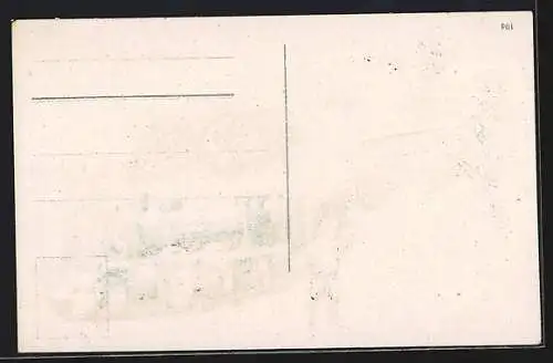 Lithographie Ein frohes Neujahr!, Eisenbahn, Bub mit Briefen