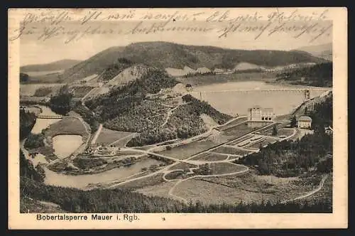 AK Mauer i. Rgb., Bobertalsperre mit Umgebung aus der Vogelschau