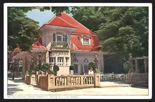 AK Stuttgart, Bauausstellung 1908, Gartenwirtschaft