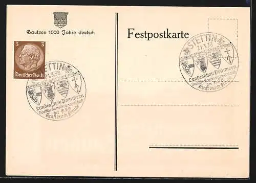 Künstler-AK Bautzen, Jahrtausendfeier der Stadt, Pfingstwoche 1933, 1000 Jahr deutsch