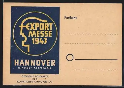 AK Hannover, Exportmesse 1947, Offizielle Postkarte