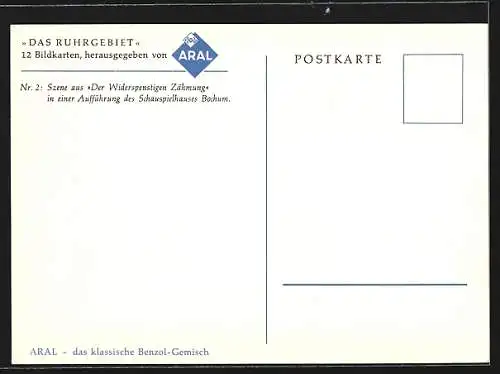 AK Das Ruhrgebiet von Aral, Szene aus Der Widerspenstigen Zähmung im Schauspielhaus Bochum