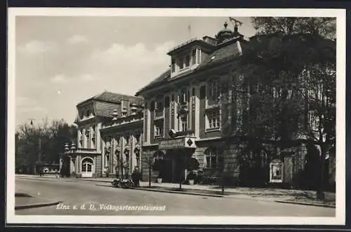 AK Linz a. d. D., Volksgartenrestaurant