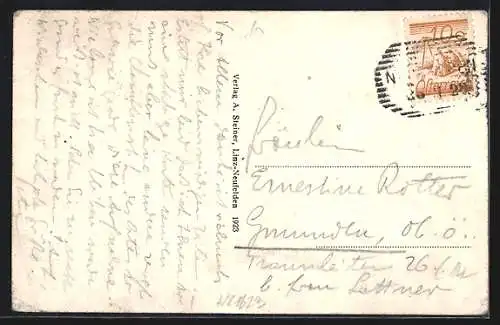 AK Neufelden, Strassenpartie mit Brunnen