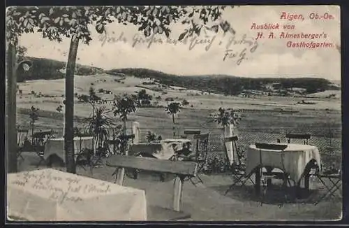 AK Aigen, Ausblick von H. A. Almesberger`s Gasthofgarten