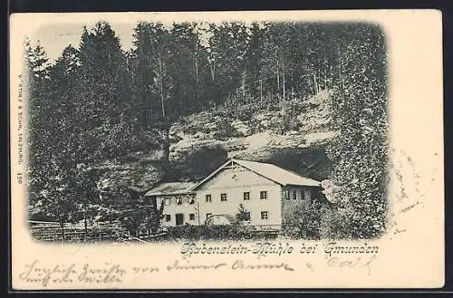 AK Gmunden, Gasthaus Rabenstein-Mühle im Wald