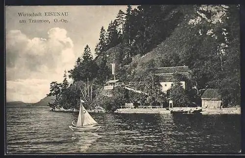 AK Eisenau am Traunsee, Gasthaus am Seeufer