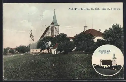 AK Allerheiligen, Ortspartie mit Kirche